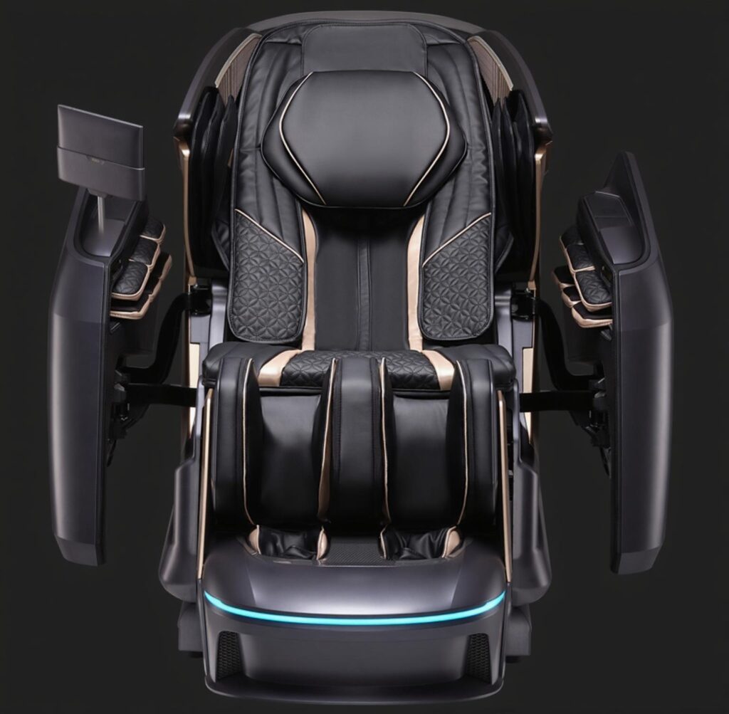 Lyxig massagestol The Bozz 5D Platinum med exklusiv klädsel och avancerad komfortdesign